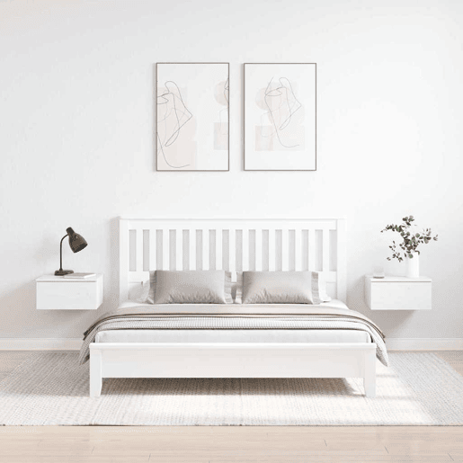 Lote de 2 Mesa De Cabeceira - Mesinha De Cabeceira com gaveta Branco 37 x 35 x 18,5 cm
