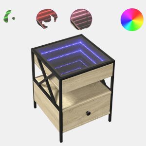 Mesa De Cabeceira - Mesinha De Cabeceira c LED Infinity 40x40x51 cm carvalho sonoma