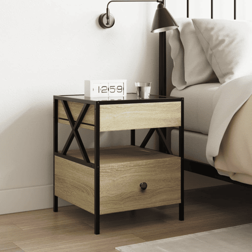 Mesa De Cabeceira - Mesinha De Cabeceira c LED Infinity 40x40x51 cm carvalho sonoma