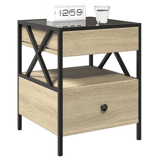 Mesa De Cabeceira - Mesinha De Cabeceira c LED Infinity 40x40x51 cm carvalho sonoma