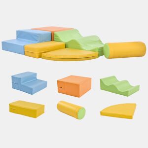 Blocos gigantes para crianças 6 peças - Brinquedo para escalar, deslizar e gatinhar, com escada e escorregador - Blocos amarelos macios para crianças em idade pré-escolar e bebés