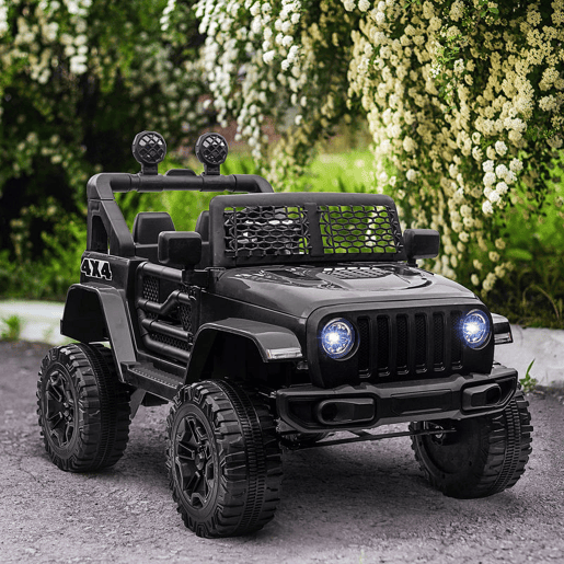 HOMCOM Carro Elétrico para Crianças a partir dos 3 Anos Veículo Todo-o-Terreno com Bateria de 12V 2 Motores Controlo Remoto 2,4G Faróis Buzina Velocidade Ajustável Suporta 30 kg 100x65x72 cm Preto