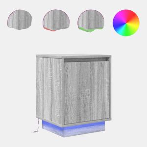 Lote de 2 Mesas De Cabeceira Mesinhas De Cabeceira - c luzes LED 38x34x50 cm cinzento-sonoma