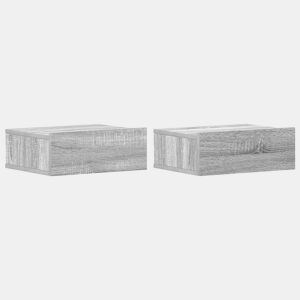 Lote de 2 Mesas De Cabeceira suspensas Mesinhas De Cabeceira 40x30x15 cm cor sonoma cinzento