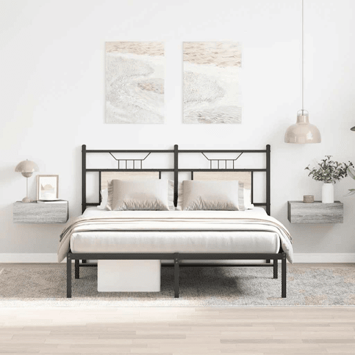 Lote de 2 Mesas De Cabeceira suspensas Mesinhas De Cabeceira 40x30x15 cm cor sonoma cinzento