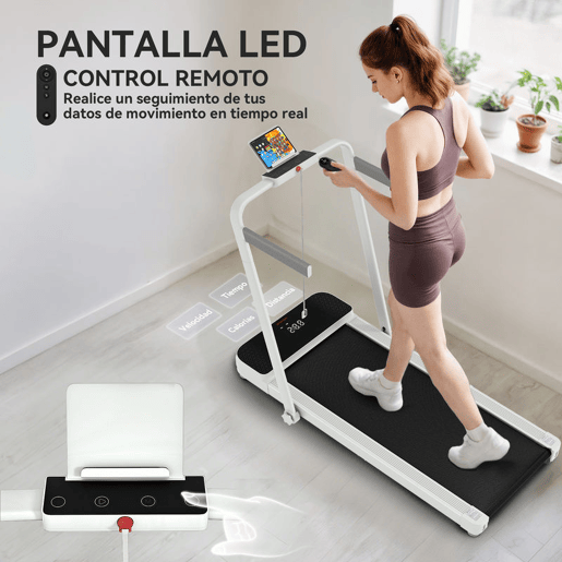 SPORTNOW Passadeira Dobrável 7% Inclinação, Caminhadora Elétrica 0-12 KMH, 2 em 1 para usar sob a Secretária, com Motor de 2.5HP, Ecrã LED, Controlo Remoto e Suporte Integrado, para Casa e Escritório