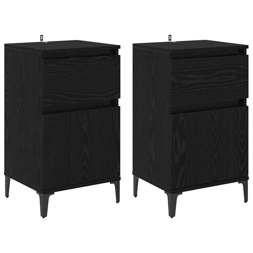 Lote de 2 Mesa De Cabeceira - Mesinha De Cabeceira Carvalho preto 40 x 35 x 70 cm