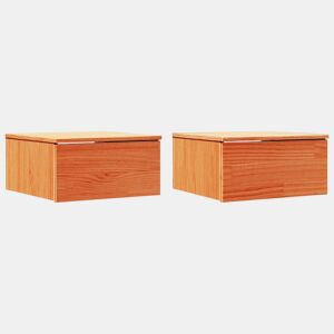 Lote de 2 Mesa De Cabeceira Mesinha De Cabeceira - Castanho-mel 37 x 35 x 18,5 cm