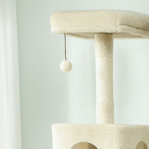 PawHut Arranhador para Gatos 202 cm Torre de Escalada com Plataformas Plataformas Caverna Postes de Sisal Bolas e Corda para Brincar Bege