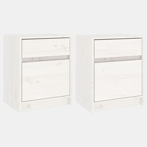 Lote de 2 Mesas De Cabeceira - Mesinhas De Cabeceira 40x31x50 cm pinho maciço branco