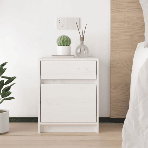 Lote de 2 Mesas De Cabeceira - Mesinhas De Cabeceira 40x31x50 cm pinho maciço branco