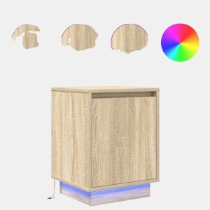 Lote de 2 Mesas De Cabeceira Mesinhas De Cabeceira - c luzes LED 38x34x50cm carvalho sonoma