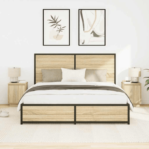 Lote de 2 Mesas De Cabeceira Mesinhas De Cabeceira - c luzes LED 38x34x50cm carvalho sonoma