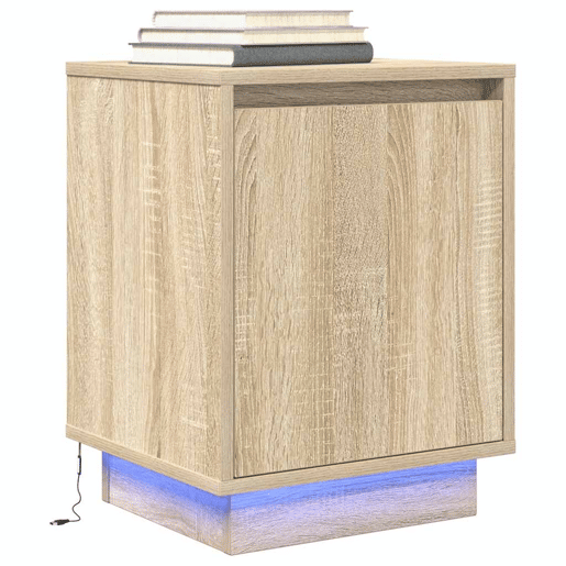 Lote de 2 Mesas De Cabeceira Mesinhas De Cabeceira - c luzes LED 38x34x50cm carvalho sonoma