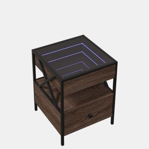 Mesa De Cabeceira - Mesinha De Cabeceira c LED Infinity 40x40x51 cm carvalho castanho