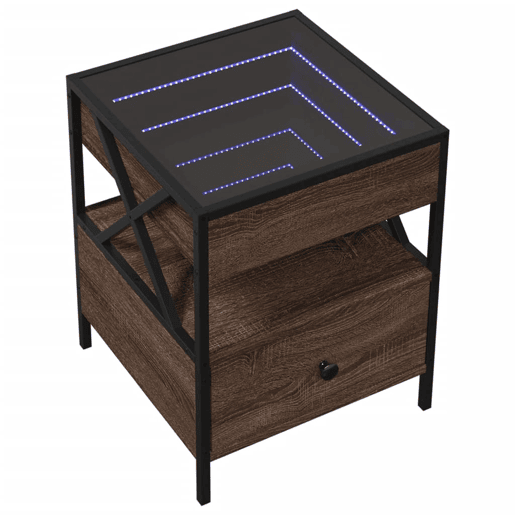 Mesa De Cabeceira - Mesinha De Cabeceira c LED Infinity 40x40x51 cm carvalho castanho
