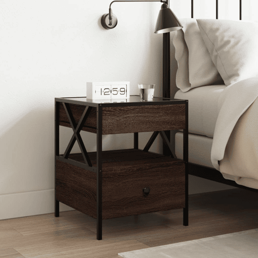 Mesa De Cabeceira - Mesinha De Cabeceira c LED Infinity 40x40x51 cm carvalho castanho