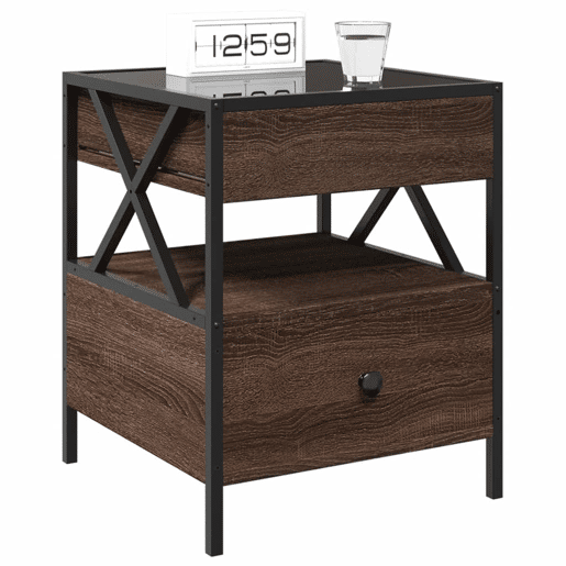 Mesa De Cabeceira - Mesinha De Cabeceira c LED Infinity 40x40x51 cm carvalho castanho