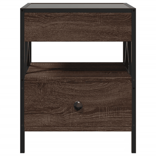 Mesa De Cabeceira - Mesinha De Cabeceira c LED Infinity 40x40x51 cm carvalho castanho
