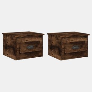 Lote de 2 Mesas De Cabeceira De Parede Mesinhas De Cabeceira - 41,5x36x28 cm carvalho fumado