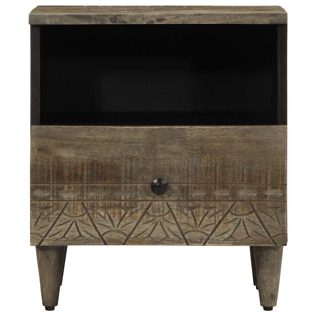 mesita de noche - mesilla de noche de madera maciza de mango gris claro 40x33x46cm