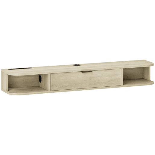 HOMCOM Móvel de TV Suspenso Móvel de TV para Sala com Gaveta Rebatível 2 Prateleiras Abertas Orifício para Cabos Estilo Moderno para Televisão 50 Polegadas 120x24x16 cm Madeira