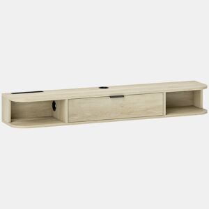 HOMCOM Móvel de TV Suspenso Móvel de TV para Sala com Gaveta Rebatível 2 Prateleiras Abertas Orifício para Cabos Estilo Moderno para Televisão 50 Polegadas 120x24x16 cm Madeira