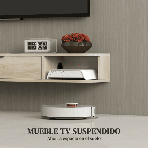 HOMCOM Móvel de TV Suspenso Móvel de TV para Sala com Gaveta Rebatível 2 Prateleiras Abertas Orifício para Cabos Estilo Moderno para Televisão 50 Polegadas 120x24x16 cm Madeira