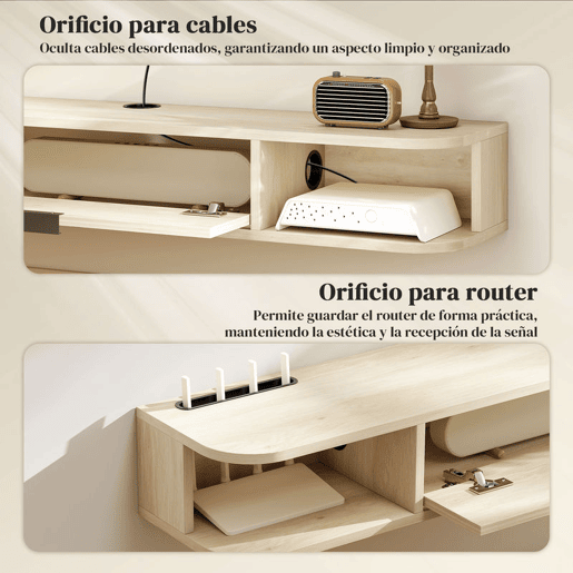 HOMCOM Móvel de TV Suspenso Móvel de TV para Sala com Gaveta Rebatível 2 Prateleiras Abertas Orifício para Cabos Estilo Moderno para Televisão 50 Polegadas 120x24x16 cm Madeira