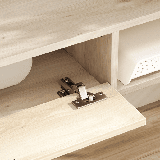HOMCOM Móvel de TV Suspenso Móvel de TV para Sala com Gaveta Rebatível 2 Prateleiras Abertas Orifício para Cabos Estilo Moderno para Televisão 50 Polegadas 120x24x16 cm Madeira