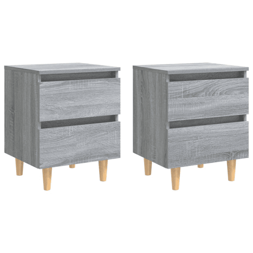 Lote de 2 Mesas De Cabeceira - Mesinhas De Cabeceira c pernas madeira 40x35x50 cm sonoma cinza
