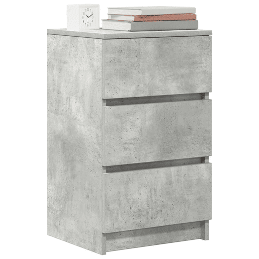 Mesa De Cabeceira - Mesinha De Cabeceira com 3 gavetas 39x35x65 cm cinzento cimento