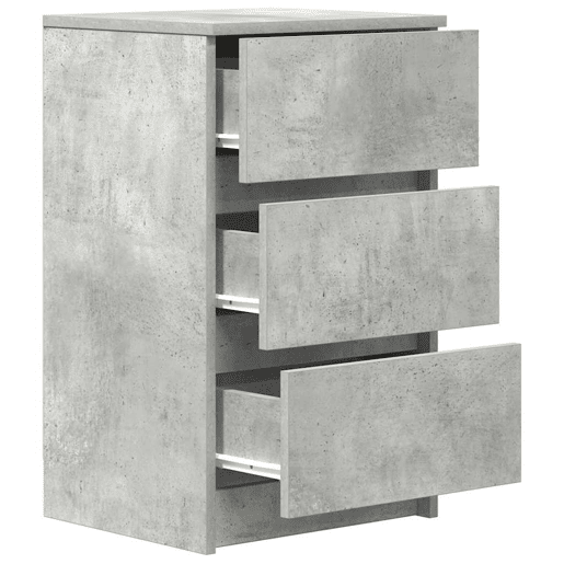 Mesa De Cabeceira - Mesinha De Cabeceira com 3 gavetas 39x35x65 cm cinzento cimento