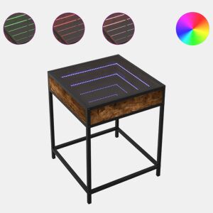 Mesa De Cabeceira - Mesinha De Cabeceira c LED Infinity 40x40x51 cm carvalho fumado