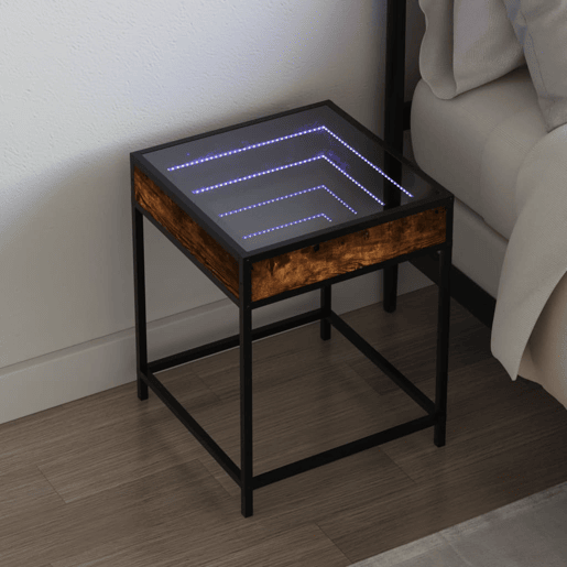 Mesa De Cabeceira - Mesinha De Cabeceira c LED Infinity 40x40x51 cm carvalho fumado
