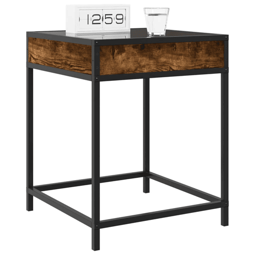 Mesa De Cabeceira - Mesinha De Cabeceira c LED Infinity 40x40x51 cm carvalho fumado