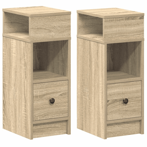 Lote de 2 Mesa De Cabeceira - Mesinha De Cabeceira com gaveta 25x31x66 cm carvalho sonoma