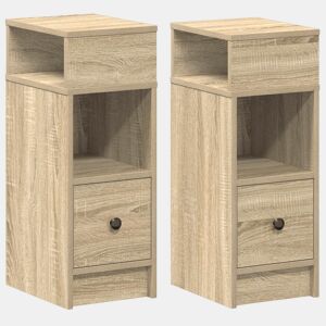 Lote de 2 Mesa De Cabeceira - Mesinha De Cabeceira com gaveta 25x31x66 cm carvalho sonoma