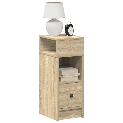 Lote de 2 Mesa De Cabeceira - Mesinha De Cabeceira com gaveta 25x31x66 cm carvalho sonoma