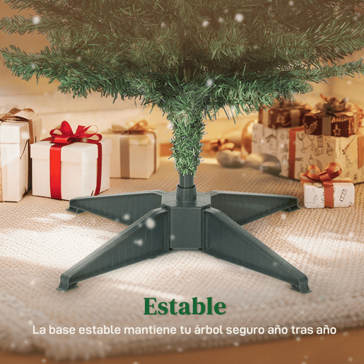 HOMCOM Árvore de Natal Slim 210 cm Árvore de Natal Artificial com 401 Ramos Suporte Metálico Fácil de Montar Decoração para Interior Casa Escritório Verde