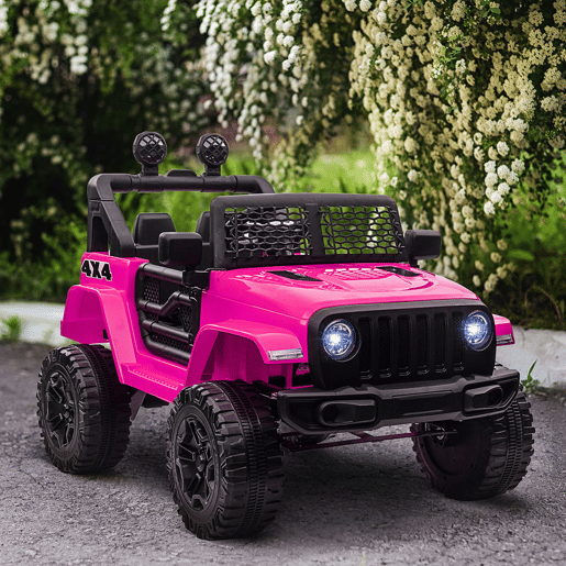 HOMCOM Carro Elétrico para Crianças acima de 3 anos Carro de Bateria 12V com 2 Motores Controle Remoto 2.4G Luzes Buzina Velocidade Ajustável Carga Máxima 30kg 100x65x72 cm Rosa