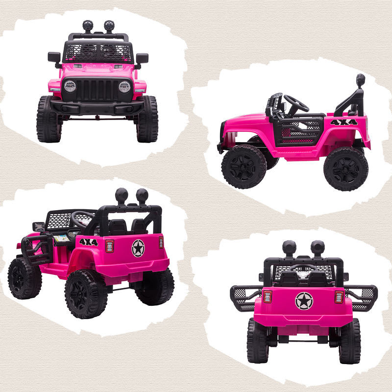 HOMCOM Coche Eléctrico para Niños 12V, Vehículo Todoterreno de Batería con 2 Motores, Control Remoto 2,4G, Velocidad hasta 5 km/h, Sistema de HOMCOM Coche Eléctrico para Niños 12V, Vehículo Todoterreno de Batería con 2 Motores, Control Remoto 2,4G, Velocidad hasta 5 km/h, Sistema de