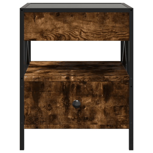 Mesa De Cabeceira - Mesinha De Cabeceira c LED Infinity 40x40x51 cm carvalho fumado