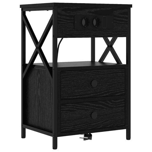 Lote de 2 Mesa De Cabeceira - Mesinha De Cabeceira Carvalho preto 40 x 31 x 60 cm