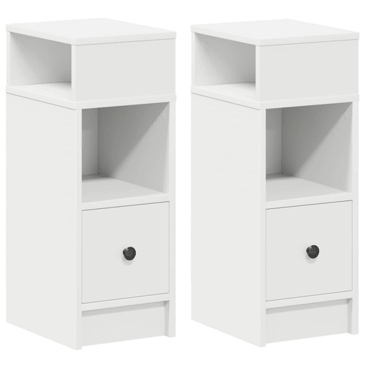 Lote de 2 Mesa De Cabeceira - Mesinha De Cabeceira com gaveta 25x31x66 cm branco