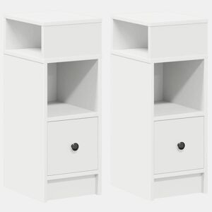 Lote de 2 Mesa De Cabeceira - Mesinha De Cabeceira com gaveta 25x31x66 cm branco