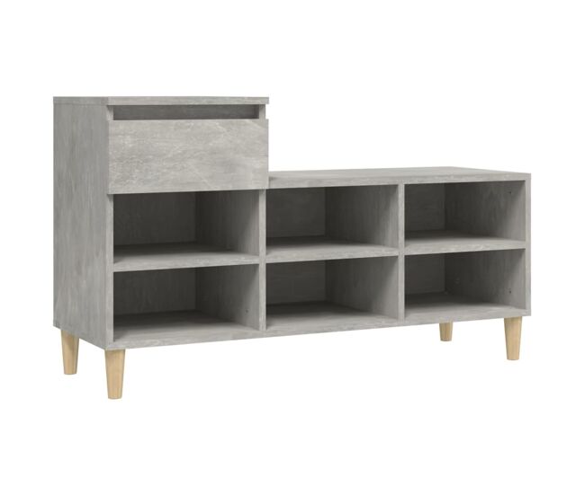Vidaxl mueble zapatero madera contrachapada gris hormigón 102x36x60 cm