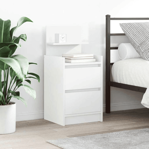 Mesa De Cabeceira - Mesinha De Cabeceira com 2 gavetas 38x34x80 cm branco