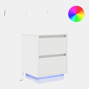 Lote de 2 Mesas De Cabeceira Mesinhas De Cabeceira - c luzes LED 38x34x50 cm branco
