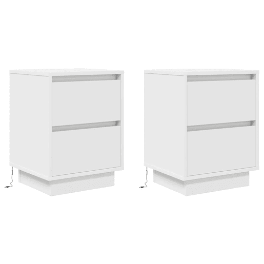 Lote de 2 Mesas De Cabeceira Mesinhas De Cabeceira - c luzes LED 38x34x50 cm branco